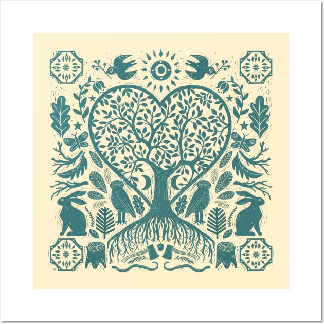 Rustic Early American Tree Of Life Woodcut Wall Art by LittleBunnySunshine